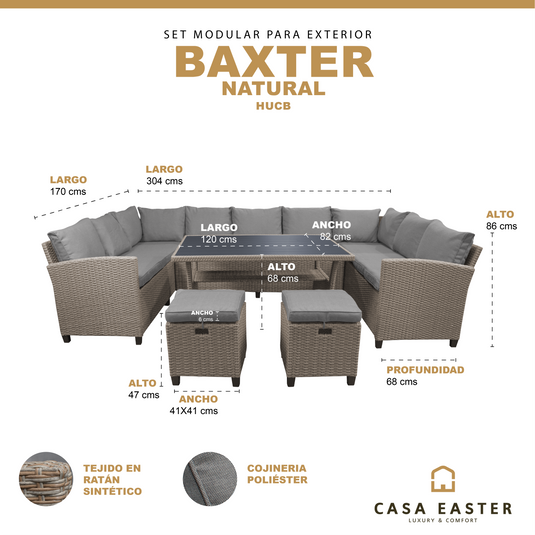 Sala para Exterior e Interior de Rattan  Color Natural BAXTER-HUCB
