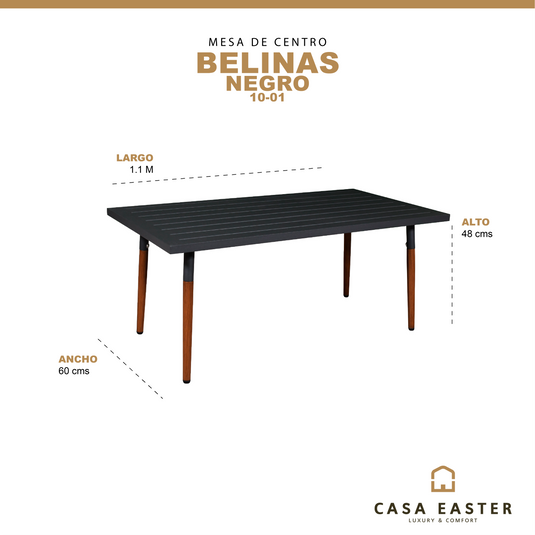 Mesa de Centro de Aluminio  Color Charcoal BELINAS-10-01 CasaEaster
