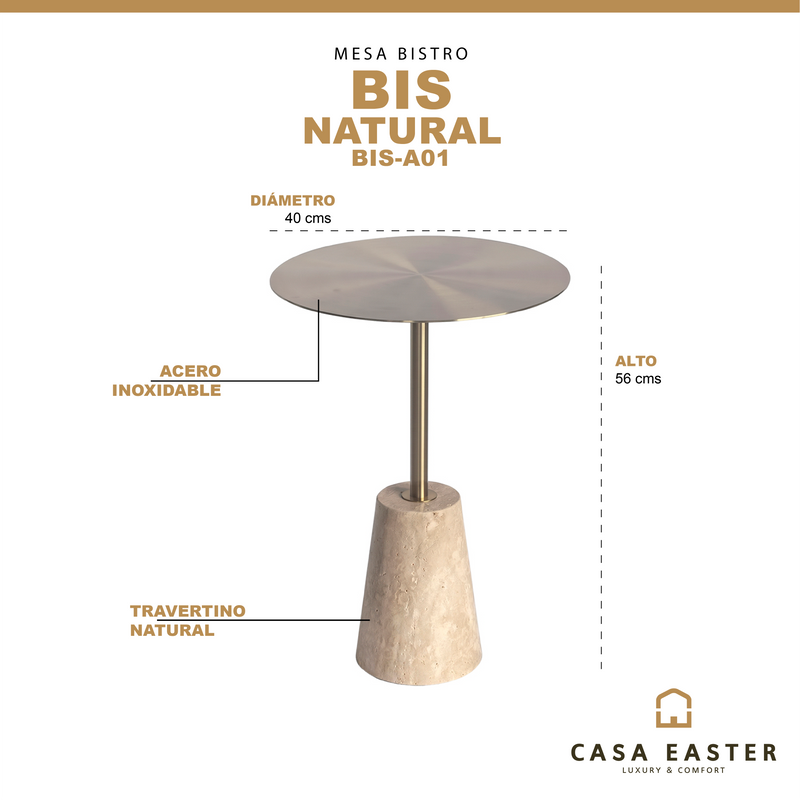 Load image into Gallery viewer, Mesa bistro BIS A01 40 cm color natural - BIS-A01
