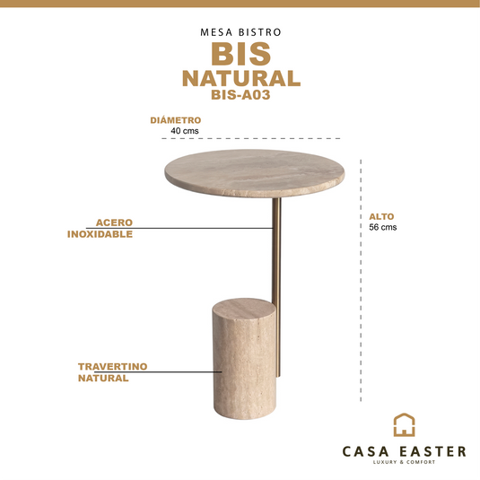 Mesa bistro BIS A03 40 cm color natural - BIS-A03
