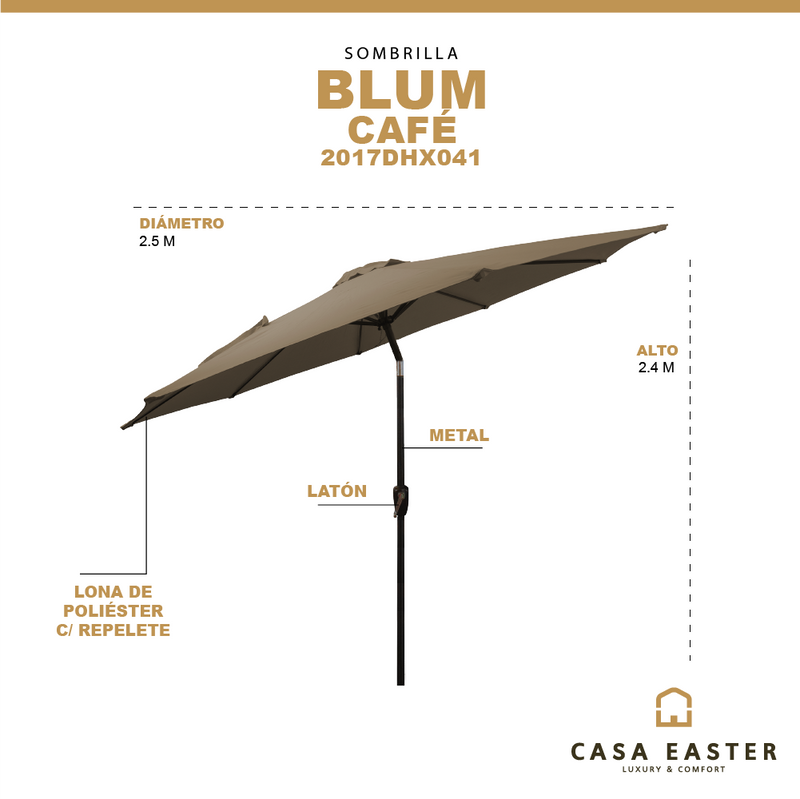 Cargue la imagen en el visor de la galería, Sombrilla Blum Para Jardin con Angulo de Inclinación Color Café - 2017DHX041
