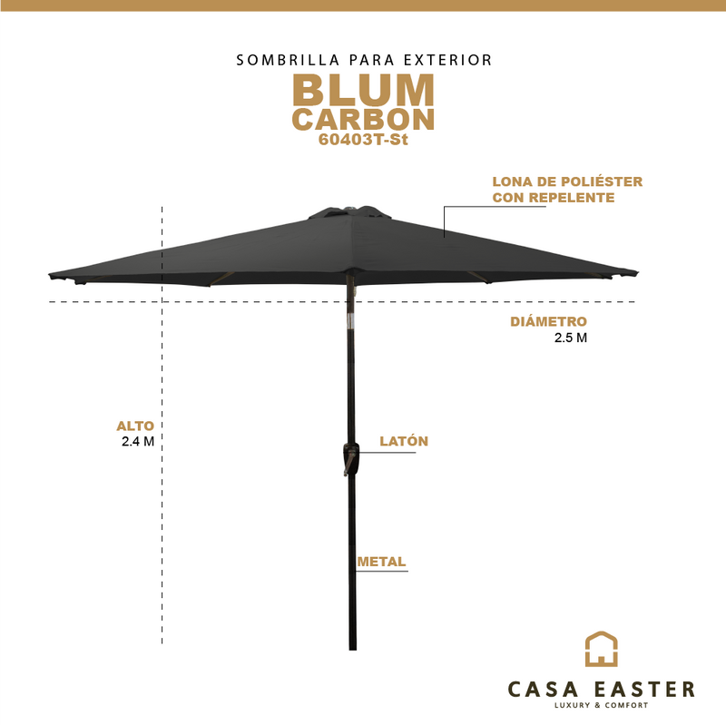 Cargue la imagen en el visor de la galería, Sombrilla Blum Para Jardin con Angulo de Inclinación Color Carbon -60403T-St
