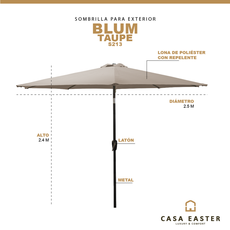 Cargue la imagen en el visor de la galería, Sombrilla Blum Para Jardin con Angulo de Inclinación Color Taupe -S213
