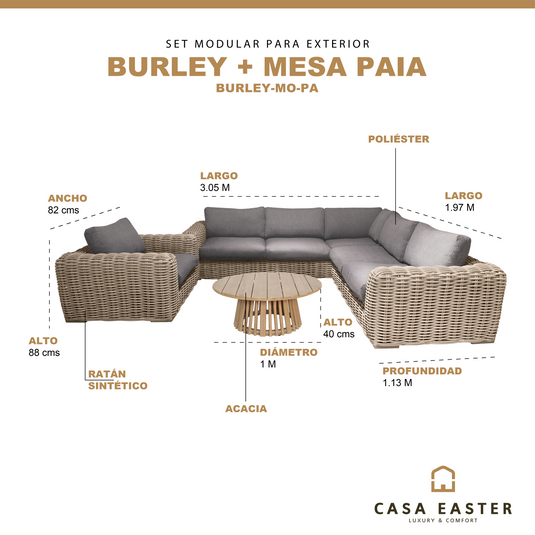 Set moular Burley + mesa de centro Paia de 1M - BURLEY-MO-PA