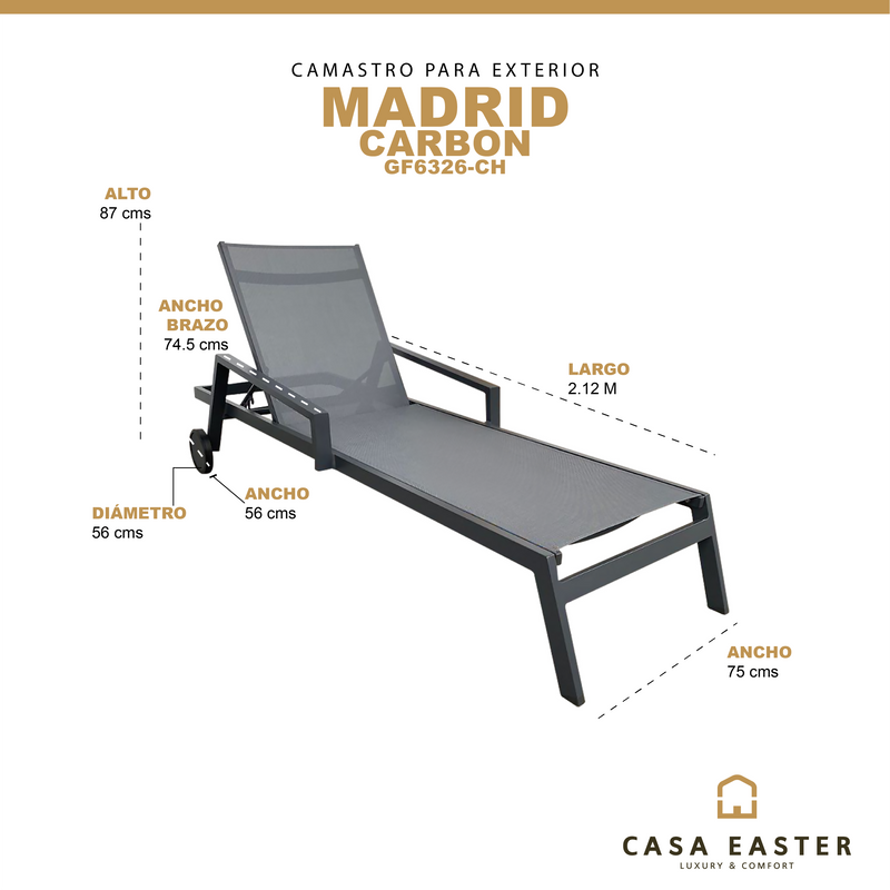 Cargue la imagen en el visor de la galería, Camastro para exterior Color  Carbon-MADRID-GF6326-CH
