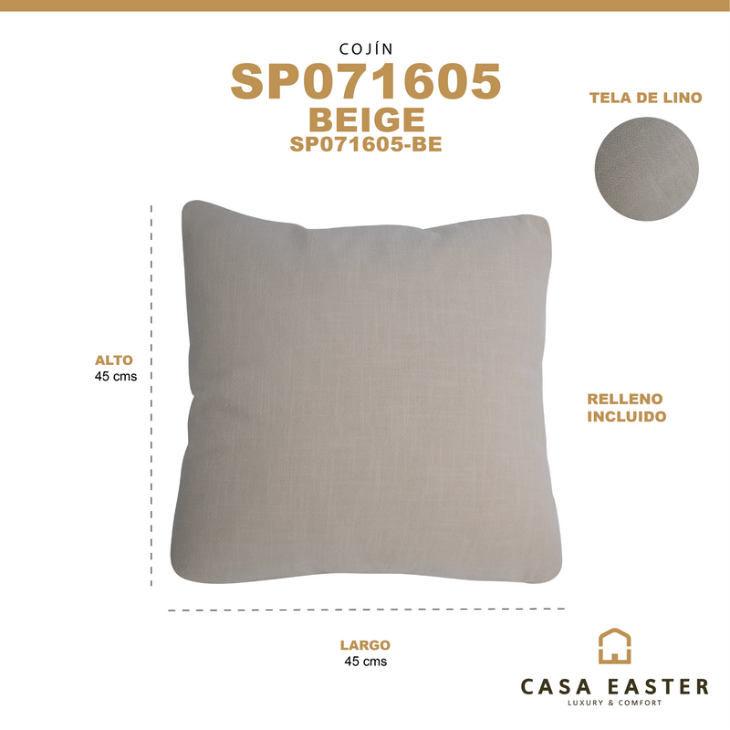 Cargue la imagen en el visor de la galería, Cojin de interior SP071605 color beige - SP071605-BE
