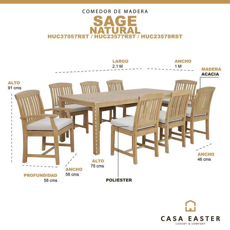 Cargue la imagen en el visor de la galería, Comedor Sage + 8 sillas Sage de madera
