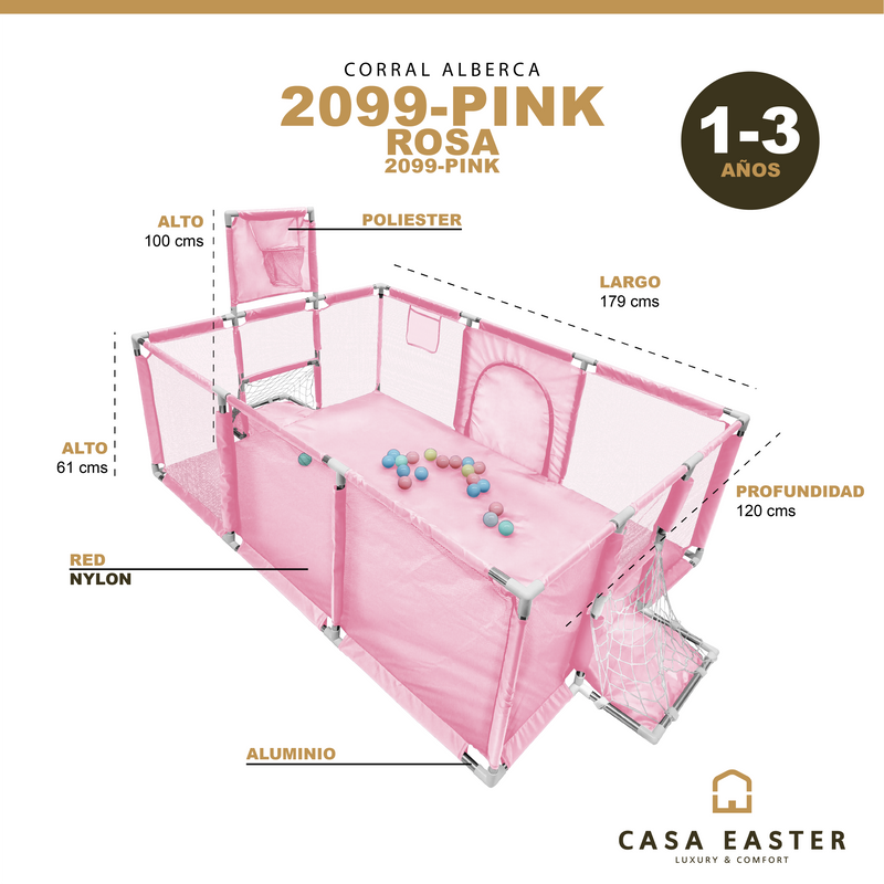 Cargue la imagen en el visor de la galería, Corral-Alberca de pelotas infantil color Rosa - 2099-PINK
