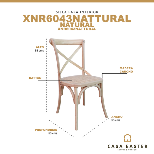 Silla de madera para interior Cross color natural - XN6043NATTURAL