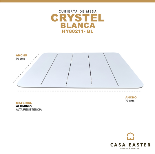 Cubierta para Mesa Crystel color Blanca cuadrada - HY80211-BL