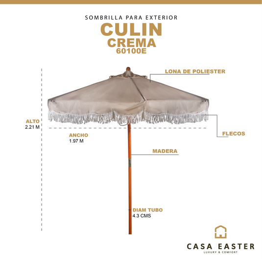 Sombrilla CULIN 60100E con flecos, para Jardín color crema - 60100E