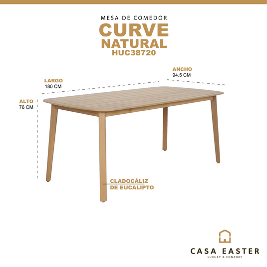 Mesa de comedor CURVE 1.8M, de madera - HUC38720