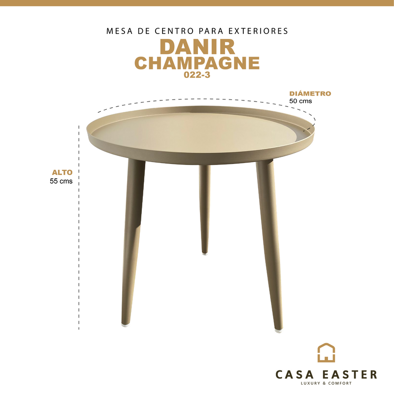 Cargue la imagen en el visor de la galería, Mesa Bistro para Exterior e Interior de Aluminio Color   Champagne DANIR 022-3 CasaEaster
