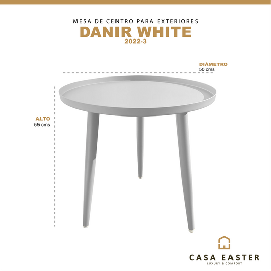 Mesa Bistro para Exterior e Interior de Aluminio Color Blanco DANIR- 2022-3 CasaEaster