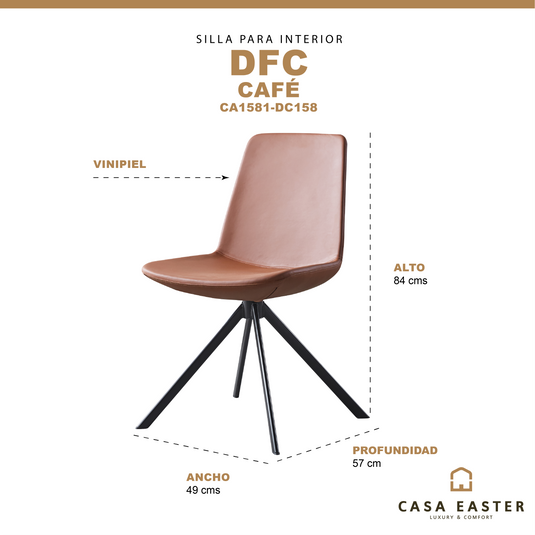 Silla para interior  Color Cafe DFC estilo vinipiel CA1581-DC158 CasaEaster