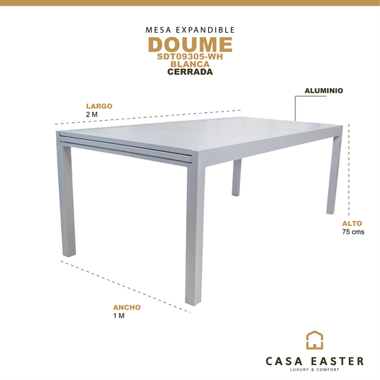 Mesa de Comedor para interior y exterior de Aluminio Color Blanca DOUME - SDT09305-WH