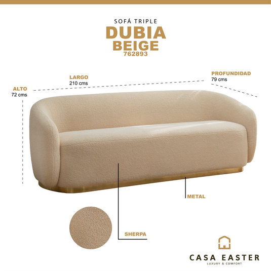 Sofá triple de interior Dubia color beige - 762893
