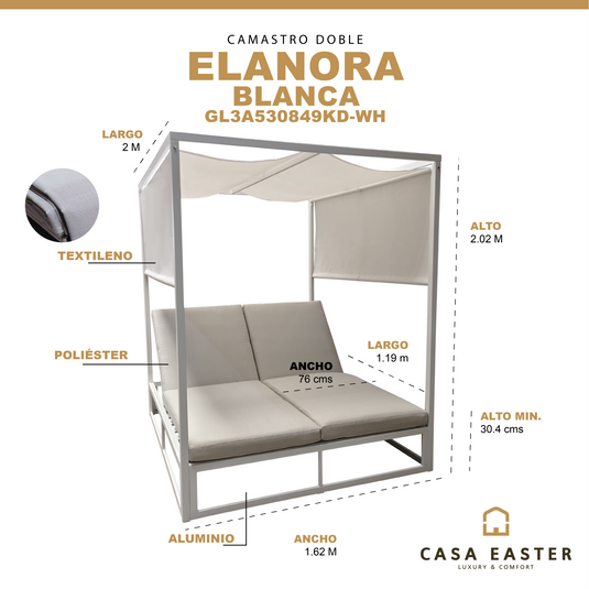 Camastro doble Elanora color Blanco - GL3A530849KD-WH