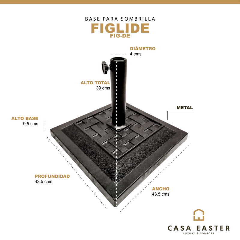 Cargue la imagen en el visor de la galería, Base para Sombrilla Figlide color Negra - FIG-DE
