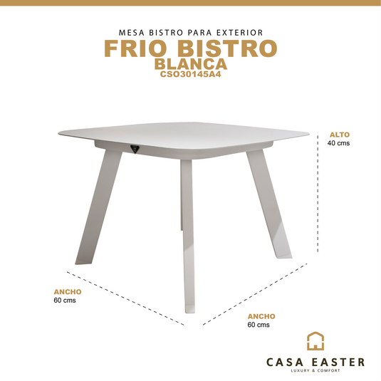 Bistro Table for Outdoor and Indoor Aluminum Color White FRIO- CSO30145A4 