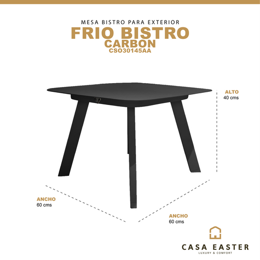 Mesa Bistro para Exterior e Interior de Aluminio Color Carbon FRIO- CSO30145AA CasaEaster