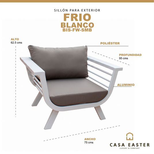 White Armchair FRIO INDIVDUAL-BIS-FW 