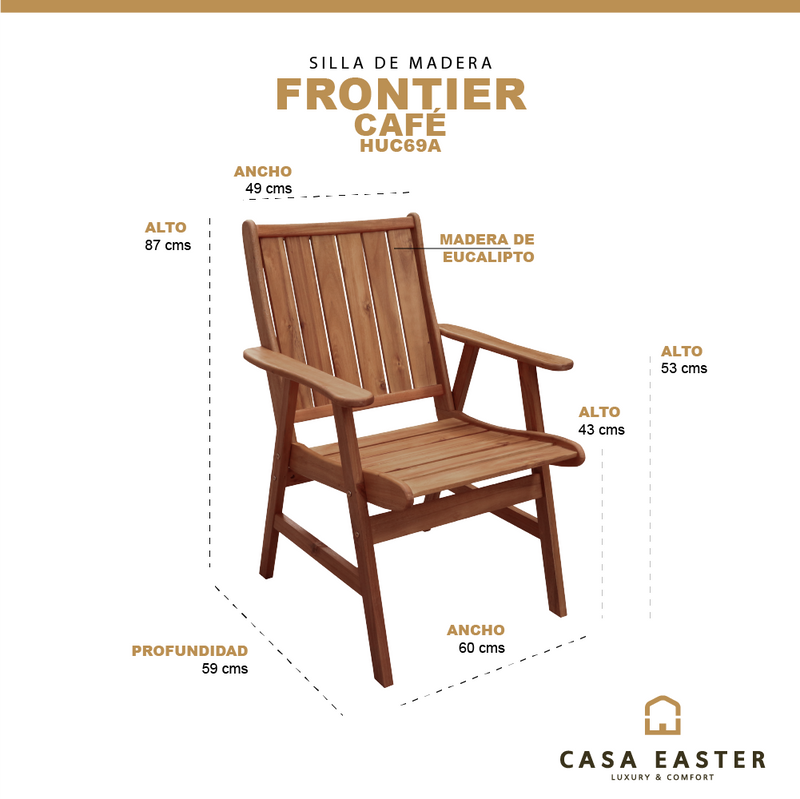 Cargue la imagen en el visor de la galería, Silla de madera Frontier color café - HUC69A

