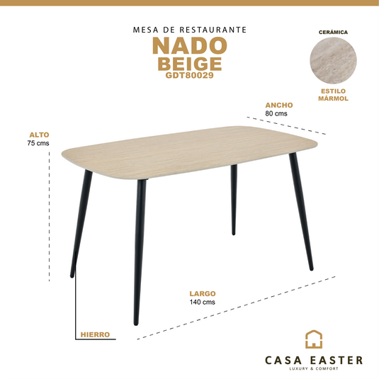 Mesa de comedor de interior 1.4M NADO para restaurante color beige - GDT1401B3 / GDT80029