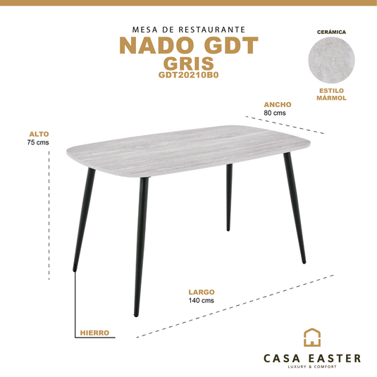 Mesa de comedor de interior 1.4M Nado restaurante GDT14 color gris- GDT1401B3 / GDT20210B0