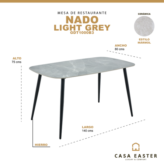 Mesa de comedor de interior 1.4M Nado para restaurante color gris claro - GDT1401B3 / GDT1000B3