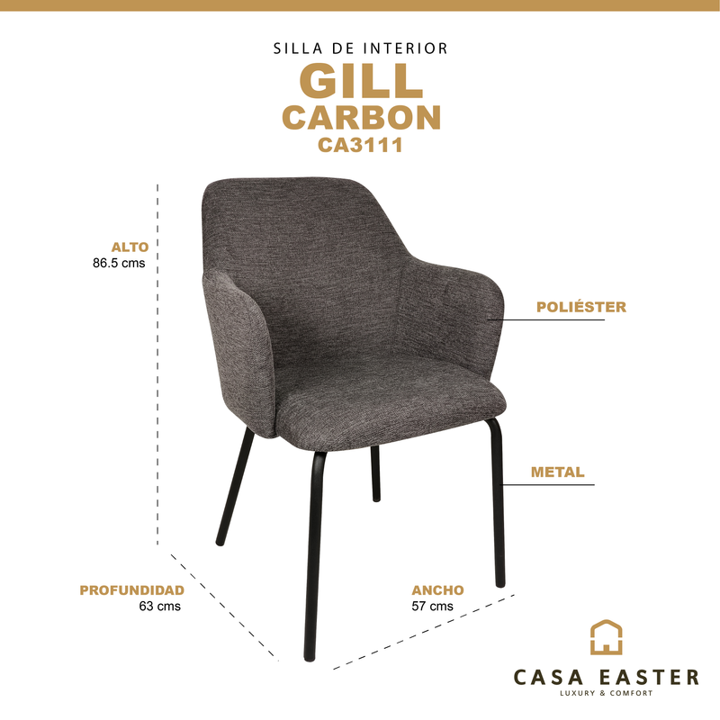 Cargue la imagen en el visor de la galería, Silla para interior Gill color Carbon - CA3111
