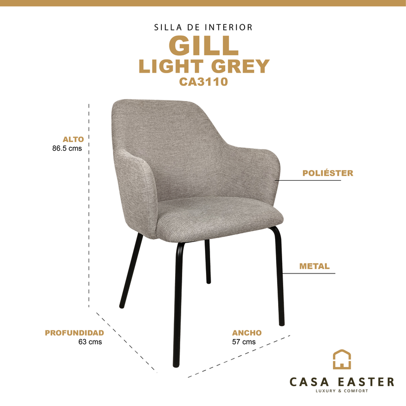 Cargue la imagen en el visor de la galería, Silla para interior Gill color Gris Claro - CA3110
