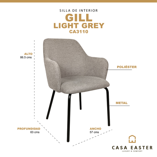 Silla para interior Gill color Gris Claro - CA3110