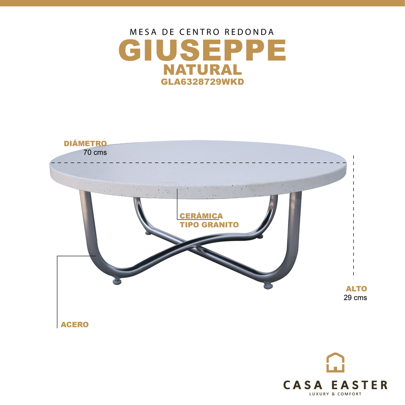 Cargue la imagen en el visor de la galería, Mesa centro redonda Giuseppe - GLA6328729WKD
