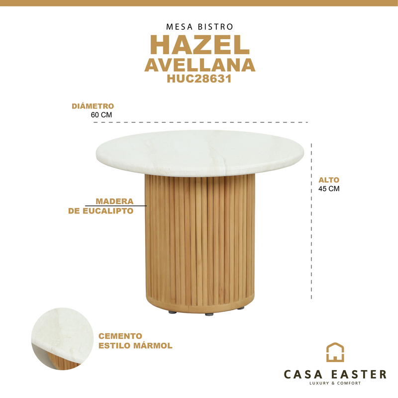 Load image into Gallery viewer, Bistro table dia. 60cm Hazel wood, Natural color - HUC28631

