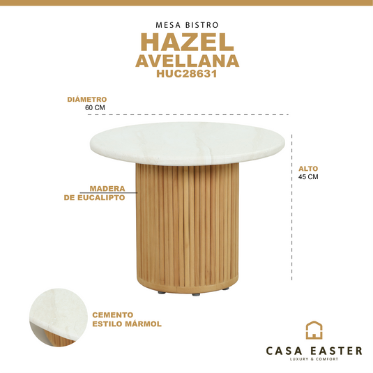 Bistro table dia. 60cm Hazel wood, Natural color - HUC28631
