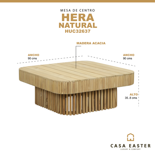 Mesa de centro Hera 90 de madera color natural - HUC32637