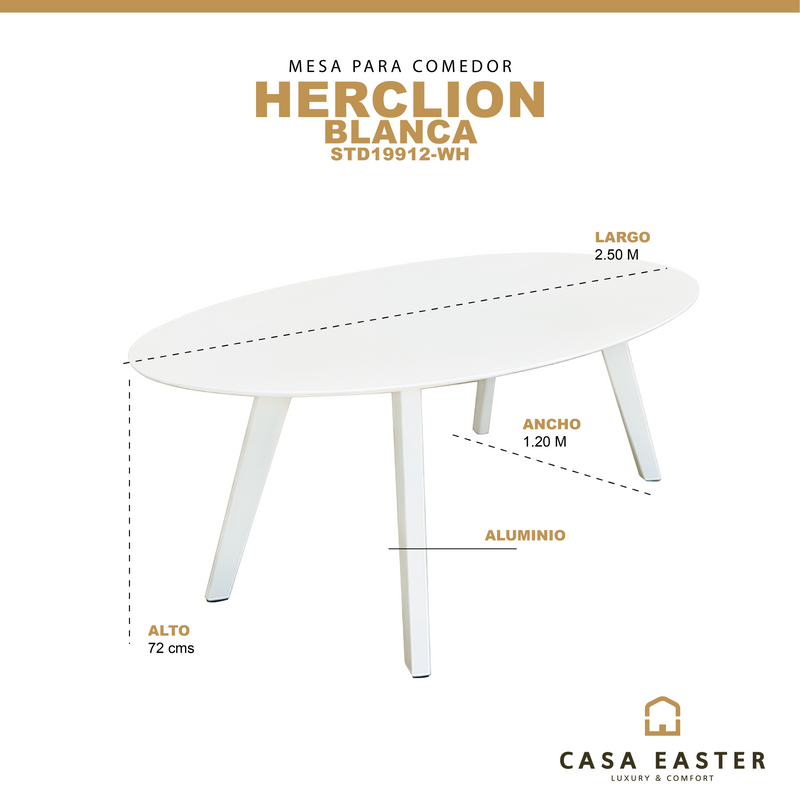 Cargue la imagen en el visor de la galería, Mesa de comedor Alum Blanca Herclion 2.5*1.2 M  - STD19912-WH

