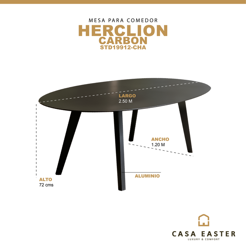 Cargue la imagen en el visor de la galería, Mesa de comedor Alum Herclion 2.5*1.2 M color carbón - STD19912-CHA
