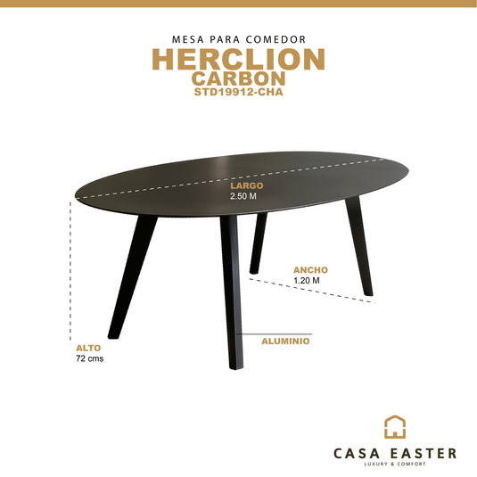 Mesa de comedor Alum Herclion 2.5*1.2 M color carbón - STD19912-CHA