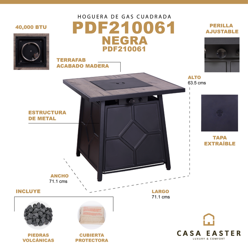 Cargue la imagen en el visor de la galería, Hoguera para fogata cuadrada color negro - PDF210061
