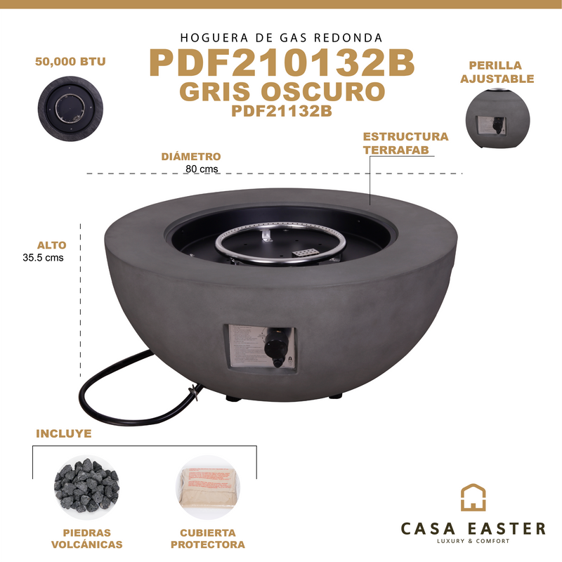 Cargue la imagen en el visor de la galería, Hoguera para fogata redonda color gris oscuro  - PDF210132B
