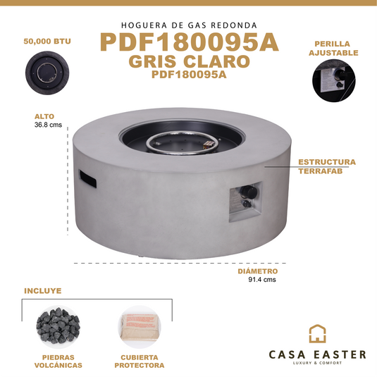 Hoguera para fogata redonda color gris claro  - PDF180095A