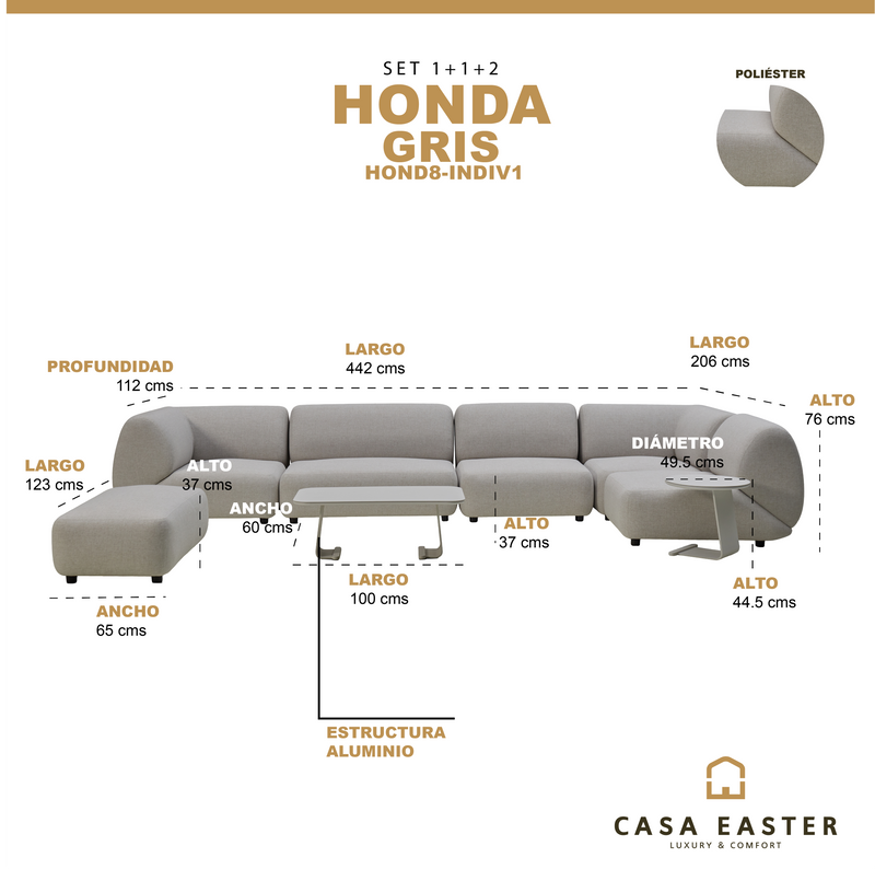 Load image into Gallery viewer, Honda Set 8 pcs with 1+1+2 grey - HOND8-INDIV1

