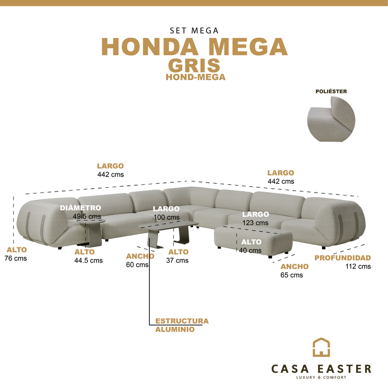 Cargue la imagen en el visor de la galería, Set Honda Mega 10 pz color gris - HOND-MEGA
