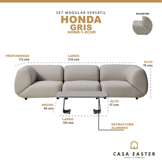 Set modular versátil Honda color gris - HOND-1-2COR