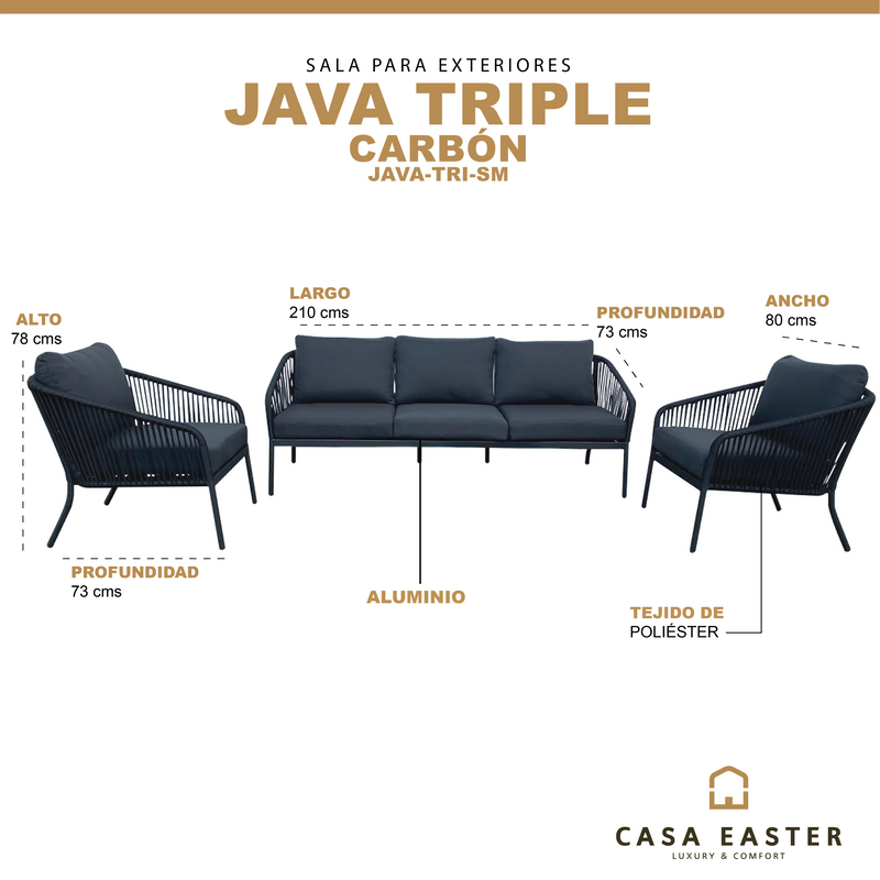 Load image into Gallery viewer, Set triple Java color carbón - JAVA-TRI-SM
