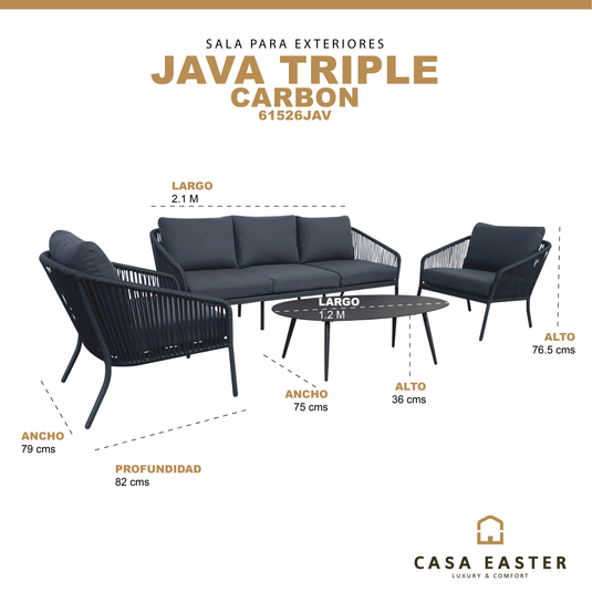 Set Java triple color carbon + mesa java ovalada - 61526JAV