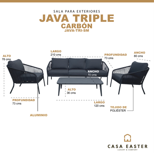 Sala para Exterior e Interior de Aluminio Color Carbon JAVA TRIPLE-61526-ST