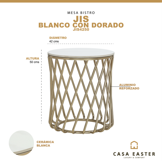 Mesa bistro JIS para interior diam 42 cm color dorado - JIS4250